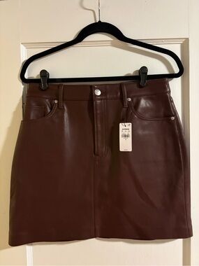 Express Chocolate Brown Faux Leather Mini Skirt